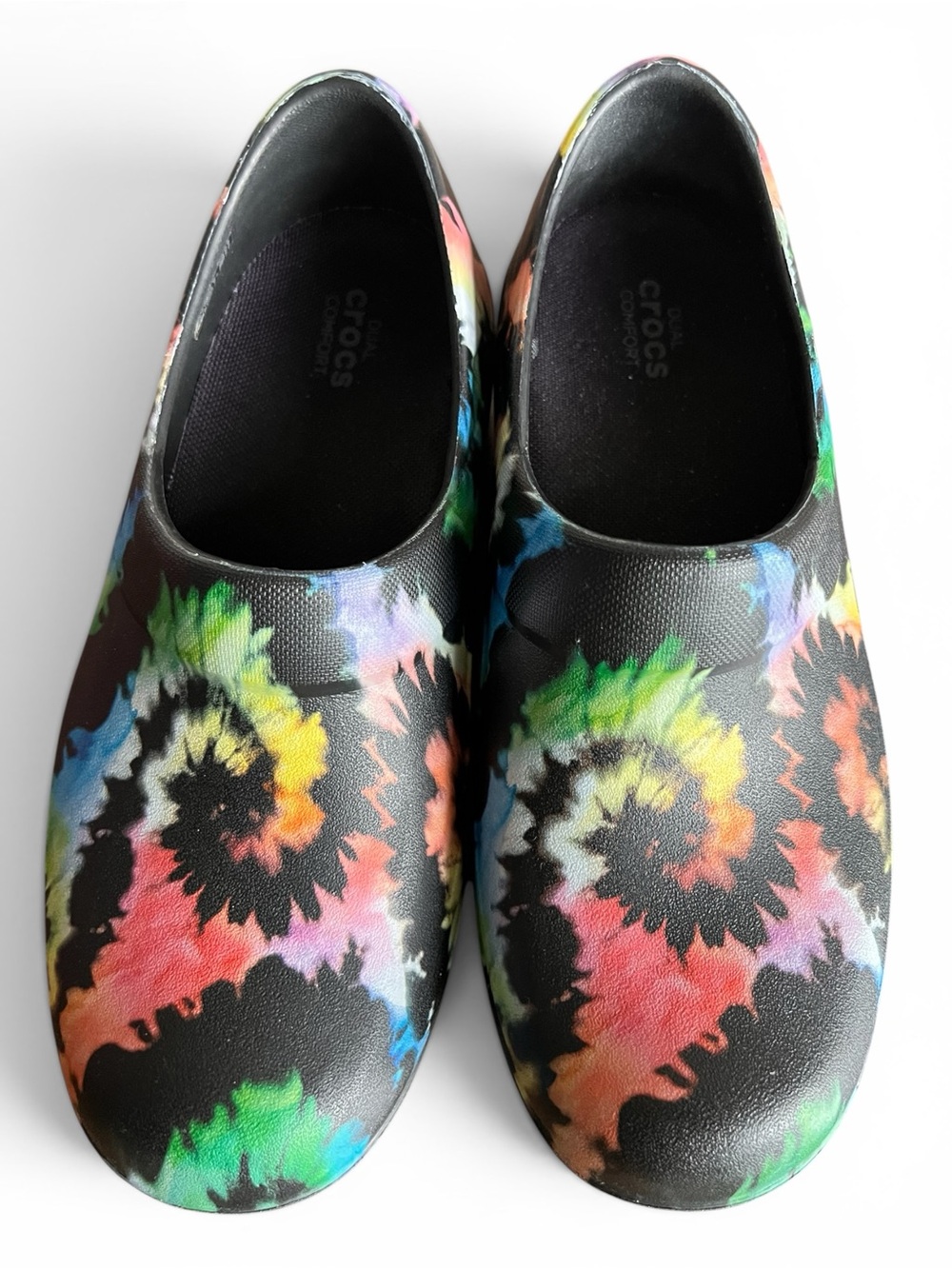CROCS Black Tie-Dye Printed Clogs